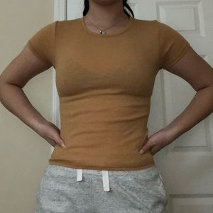Urban Outfitters beige ribbed tee